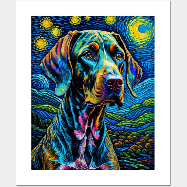 German Shorthaired Pointer in starry night Wall Art by FUN GOGH